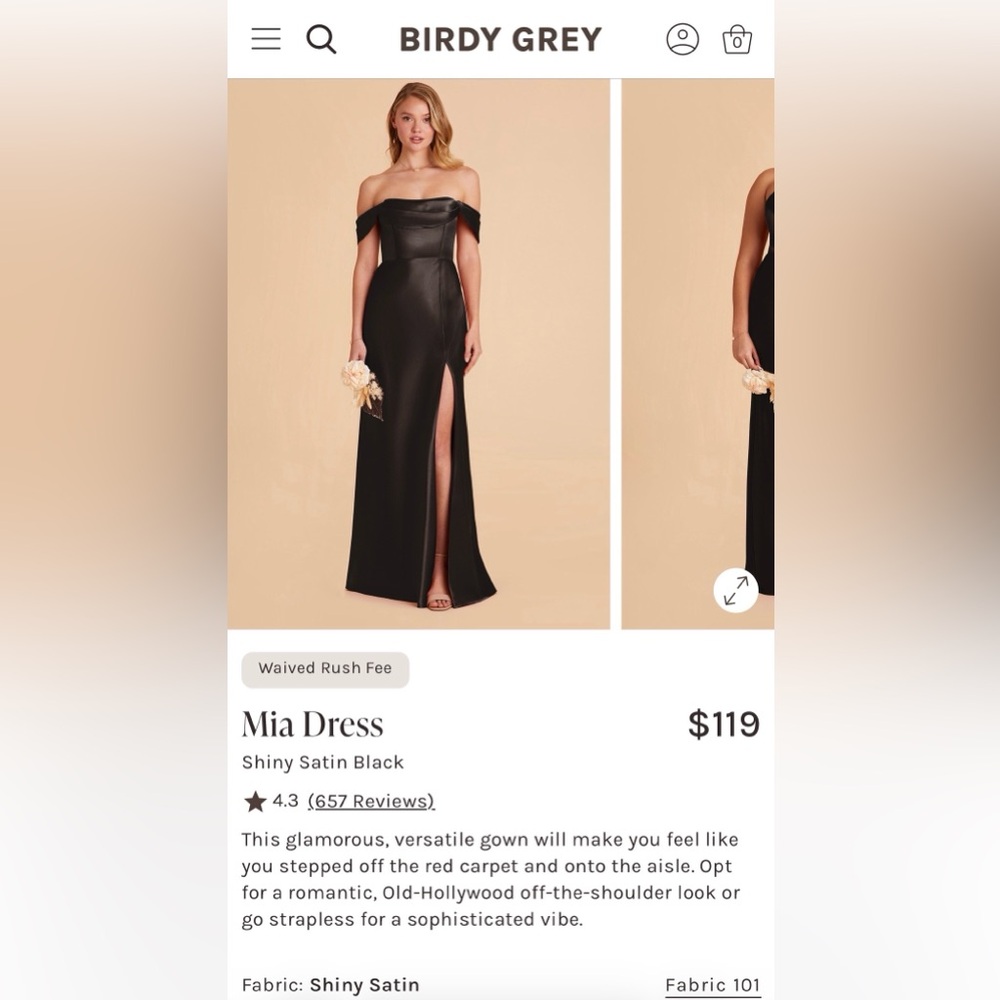 Birdy Grey “Mia” Dress in Shiny Satin Black